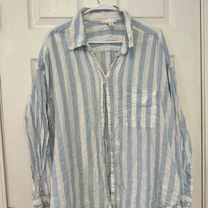 H&M Light Blue and White Striped Casual Shirt
